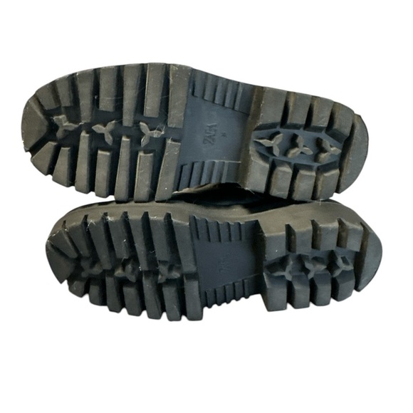 Zara Lug Sole Low Heel Leather Ankle Boots (EU 36/black) - Picture 4 of 5